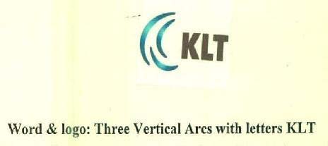 Word & logo: Three Vertical Ares with letters KLT logo