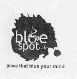 café, place that blue your mind. logo