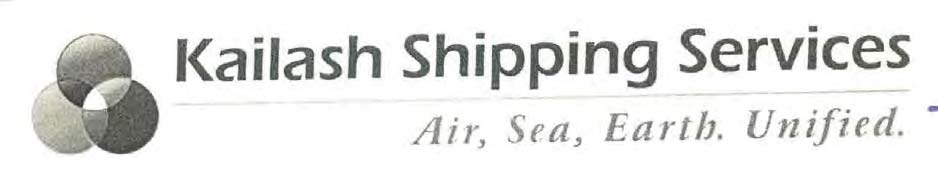 % Kailash Shipping Services Air, Sea, Earth, Unified. logo