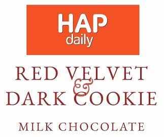 HAP daily RED lees DARK COOKIE MILK CHOCOLATE logo