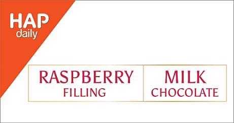 HAP daily RASPBERRY MILK | FILLING CHOCOLATE | logo
