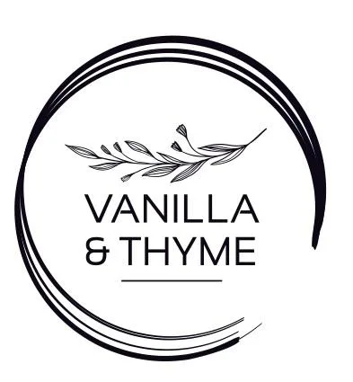 VANILLA & THYME with image of leave logo