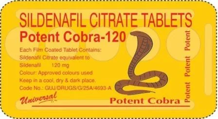 Device with Sildenafil Citrate tablet POTENT COBRA logo