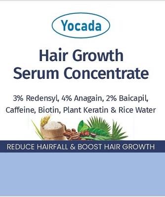 Yocada Hair Growth Serum Concentrate 3% Redensyl, 4% Anagain, 2% Baicapil, Caffeine, Biotin, Plant Keratin & Rice Water bs x logo