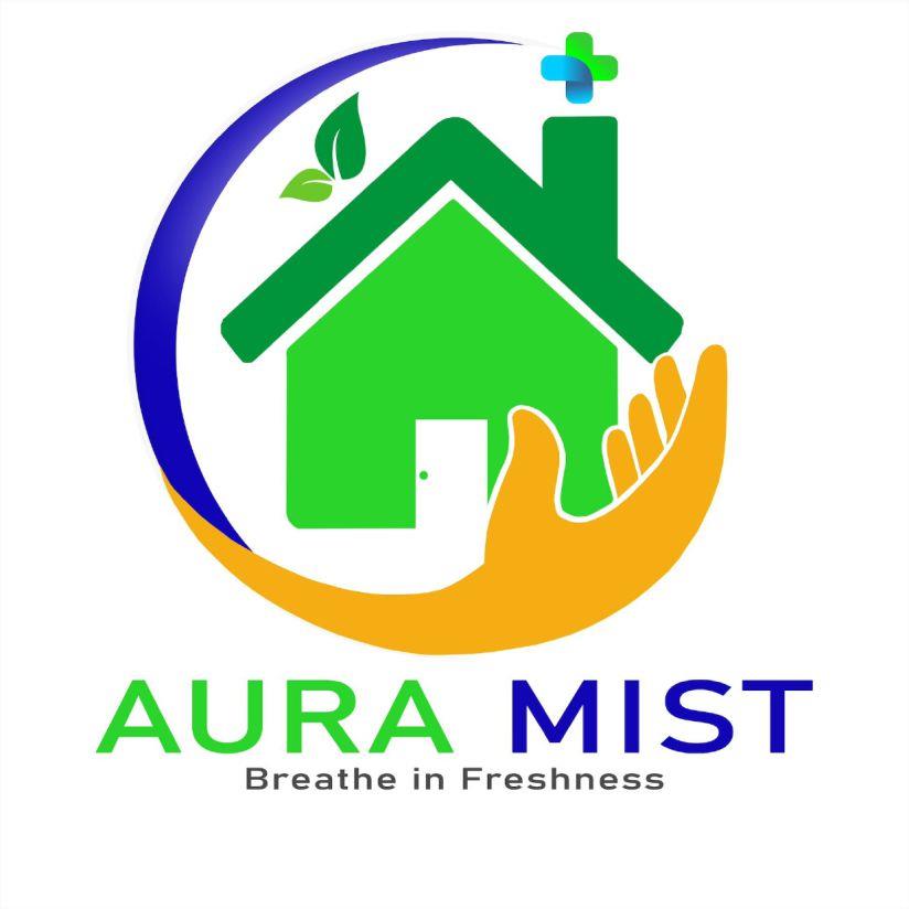 AURA MIST along with device of house as per color combination design label logo