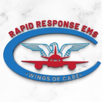RAPID RESPONSE EMS WITH THE DEVICE OF AEROPLANE AND EAGLE logo