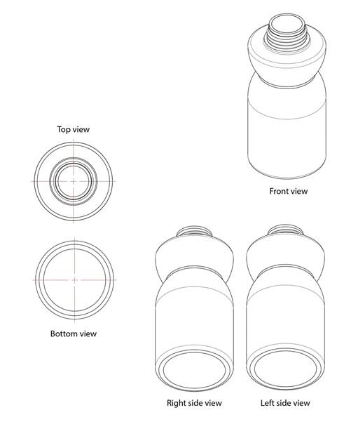 Three Dimensional Trademark Hourglass bottle logo