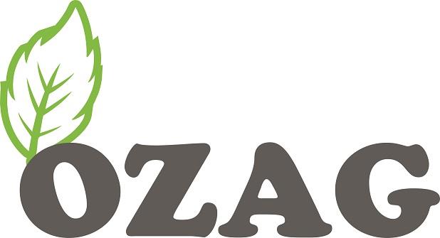 OZAG WITH LEAF DEVICE logo