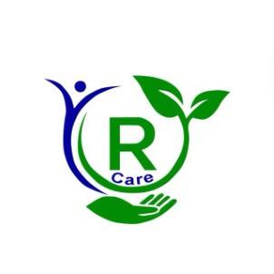 human figure, green leaves, and a hand encircling the letter "R" with "Care" below logo