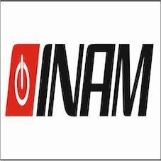 INAM written in a stylised manner with device of power on / off symbol logo