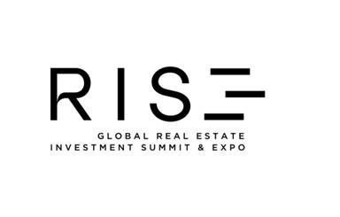 RISE GLOBAL REAL ESTATE INVESTMENT SUMMIT & EXPO label in black & white logo