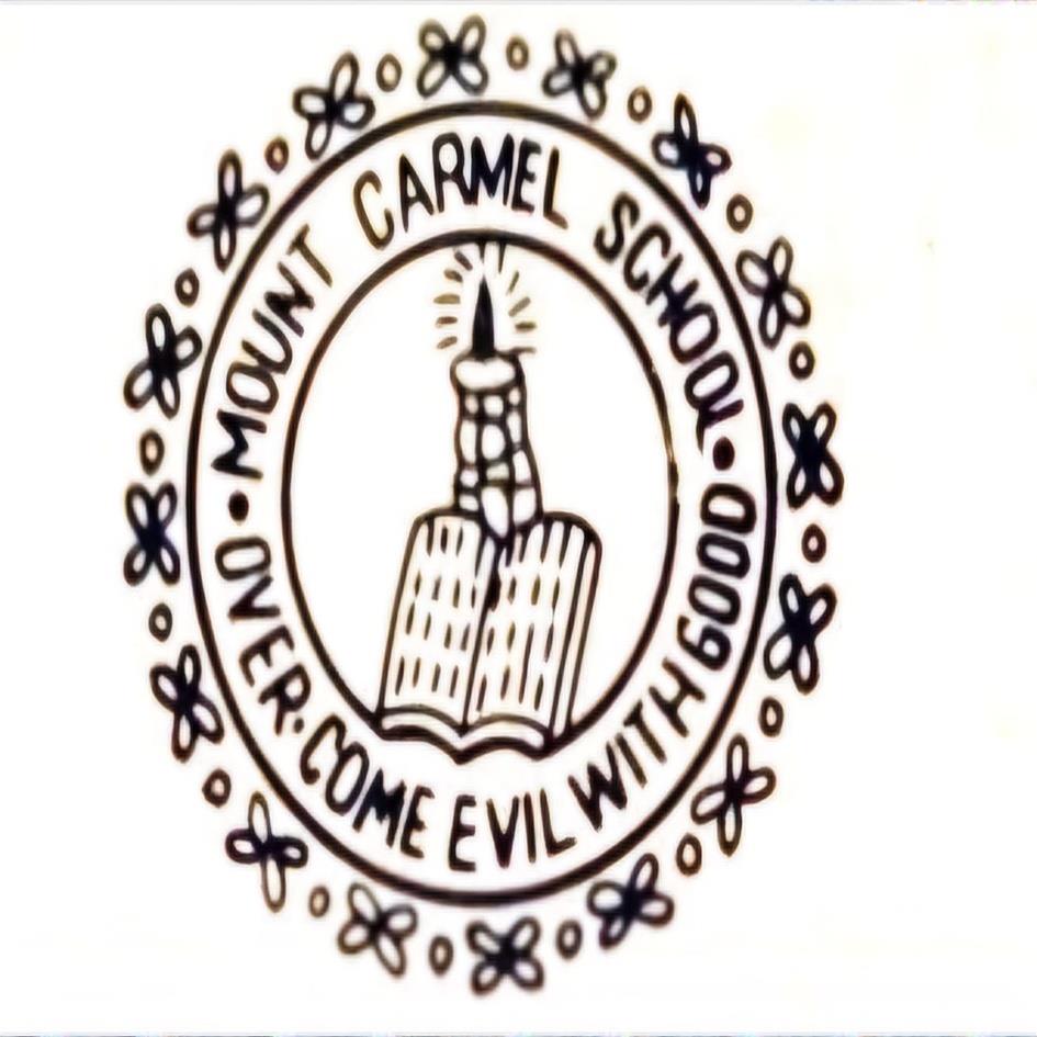 MOUNT CARMEL SCHOOL OVER COME EVIL WITH GOOD LOGO logo