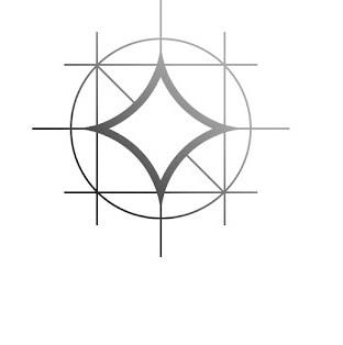 stylized four-pointed star in a circle device logo