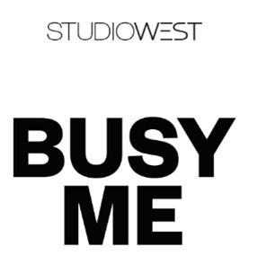 STUDIOWEST BUSY ME label in black and white logo