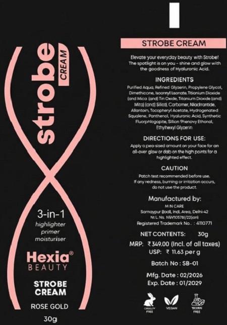 Hexia beauty strobe cream 3 in one highlighter ( rose gold ) logo