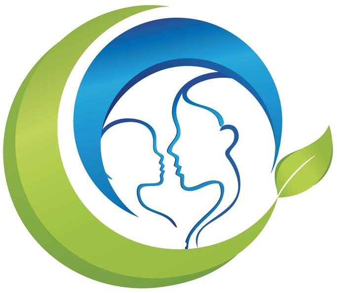 Device of human caricature (device of mother and child facing each other) logo