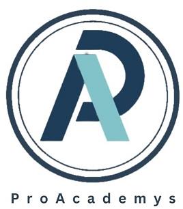 DEVICE WITH ALPHABETS A AND P WITHS WORDS PROACADEMYS logo