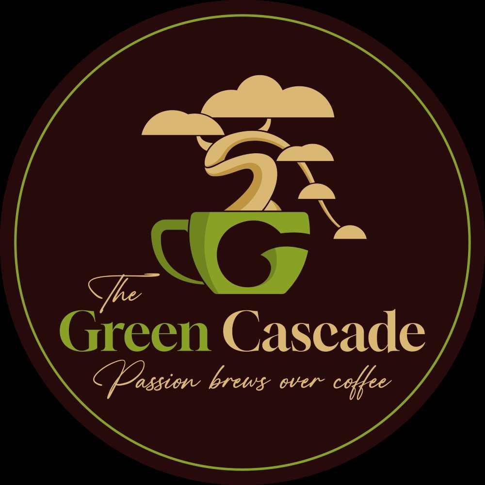 The Green Cascade : Passion brews over coffee [with the device of G] logo