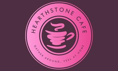 HEARTHSTONE CAFE - GATHER AROUND , FEEL AT HOME logo