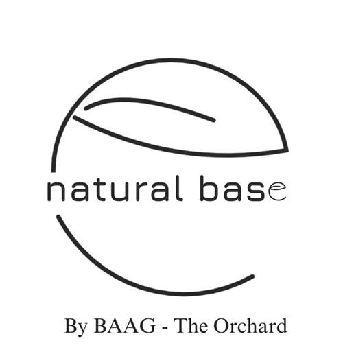 The mark “Natural Base” represented artistically with leaf devices and the tagline “By BAAG - the Orchard” logo
