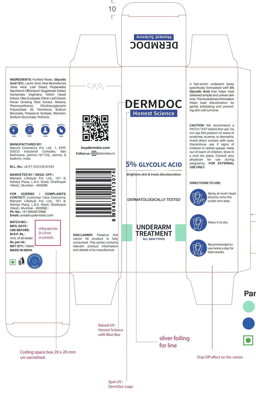 DERMDOC HONEST SCIENCE 5% Glycolic Acid Under Arm Treatment logo