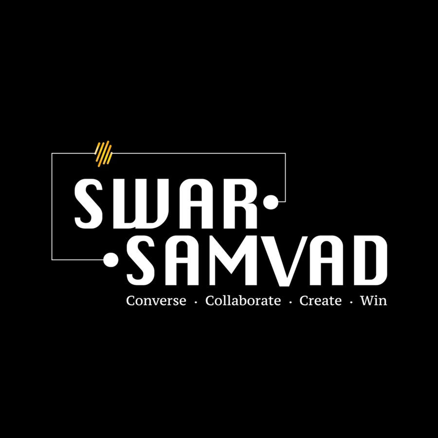 Stylized depiction of Swar Samvad encircled in a unique musical wavelength logo