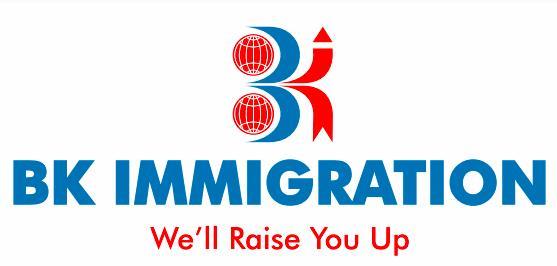 BK IMMIGRATION WITH TAGLINE WE'LL RAISE YOU UP logo