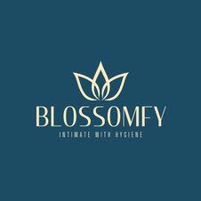 BLOSSOMFY ALONGWITH A SLOGAN "INTIMATE WITH HYGIENE" logo