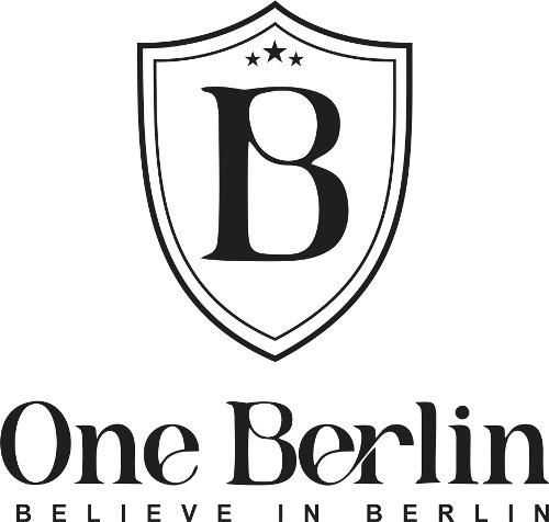 ONE BERLIN WITH DEVICE OF B AND TAGLINE BELIEVE IN BERLIN logo
