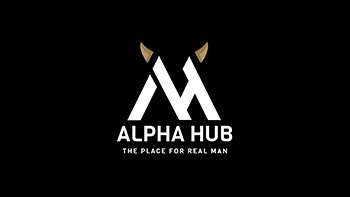 ALPHA HUB – THE PLACE FOR REAL MAN – with device of AH logo