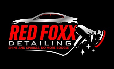 RED FOXX DETAILING SHINE AND SPARKLE, NO MORE BOGGLE logo