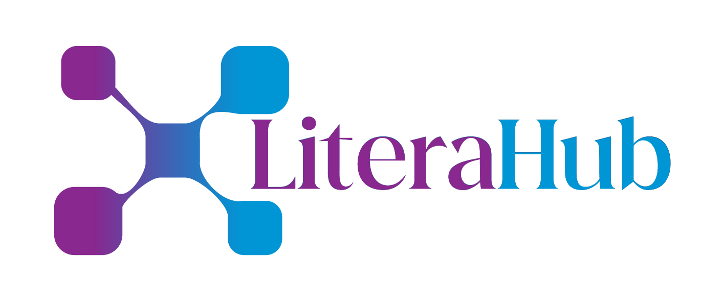 LITERAHUB (with device of geometrical figure) logo