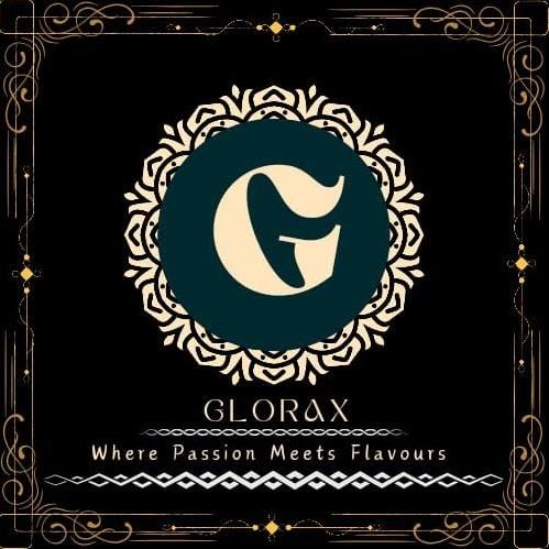 GLORAX Where Passion Meets Flavours with Device of G inside circular design logo