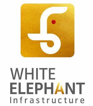 E LOGO WITH WHITE ELEPHANT INFRASTRUCTURE logo