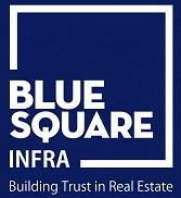 Blue Square Infra With Device and Tagline Building Trust in Real Estate logo
