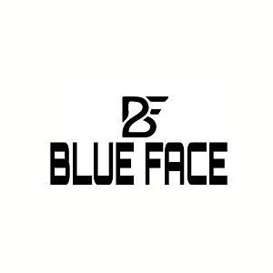 BLUE FACE WITH THE DEVICE OF BF logo