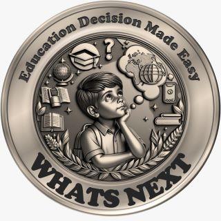 WHATS NEXT & CARICATURE OF DREAMING BOY logo