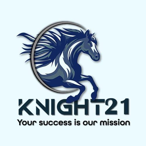 KNIGHT21 with tagline Your success is our mission with device logo