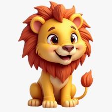 A cheerful lion cub with orange mane logo