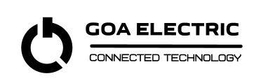 "GOA ELECTRIC. CONNECTED TECHNOLOGY" with a device. logo