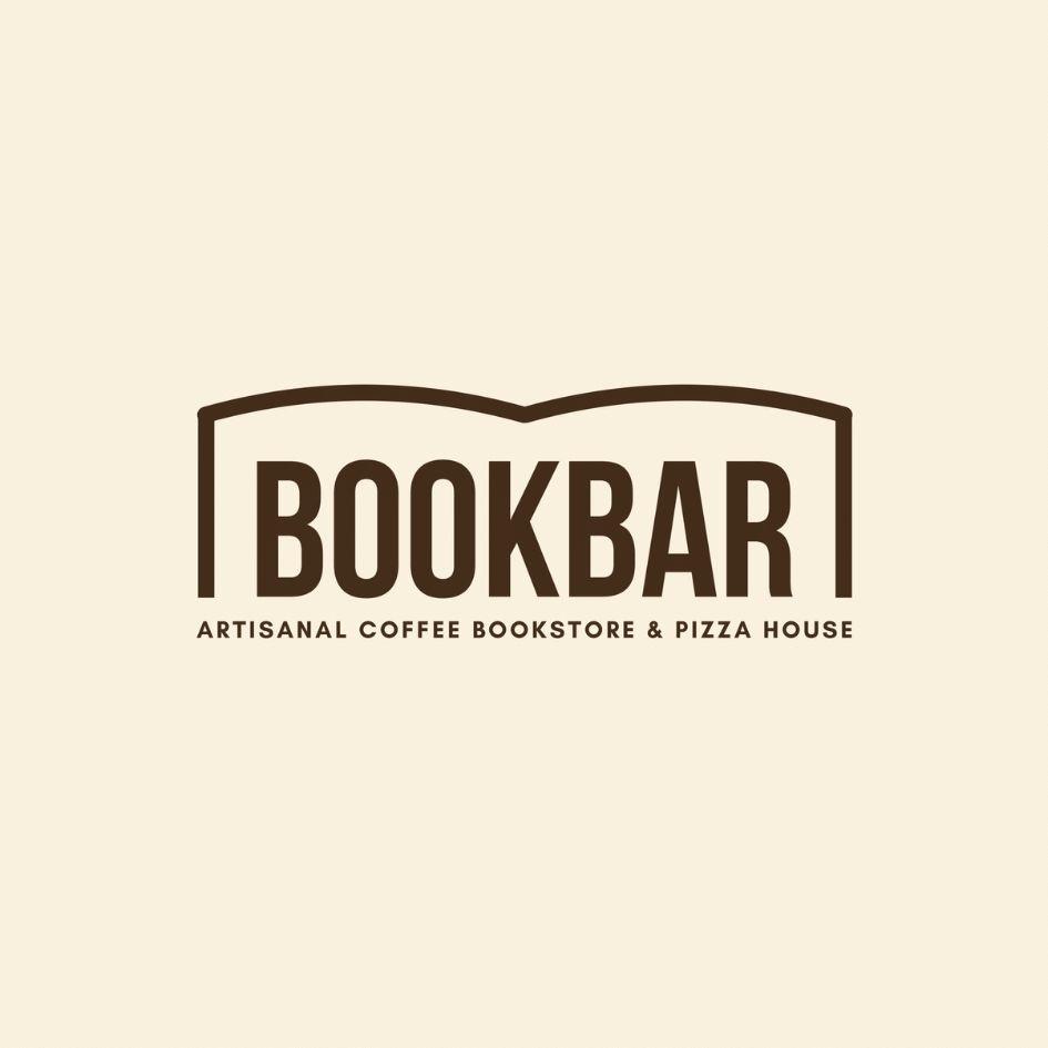 `BOOKBAR ARTISINAL COFFEE BOOKSTORE AND PIZZA HOUSE logo