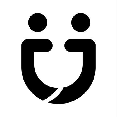 Device of a face showing two people connecting logo