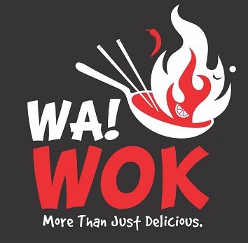 WA! WOK ; More Than Just Delicious. logo