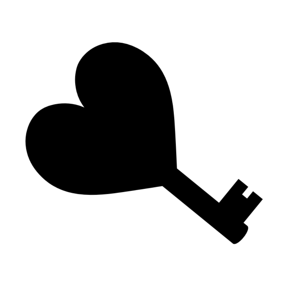 Device of a heart shaped key logo