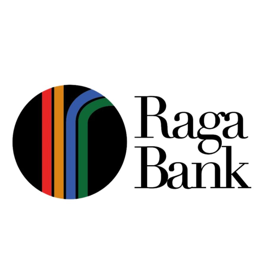 Symbol r with words Raga Bank logo