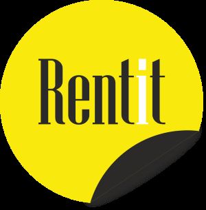 Device of a circle with Rentit written in a stylized manner logo