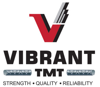 VIBRANT TMT WITH STRENGTH QUALITY RELIABILITY WITH V logo