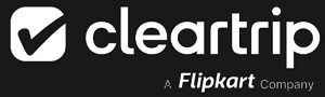 cleartrip with tick design ( black) Logo and device with black back ground logo